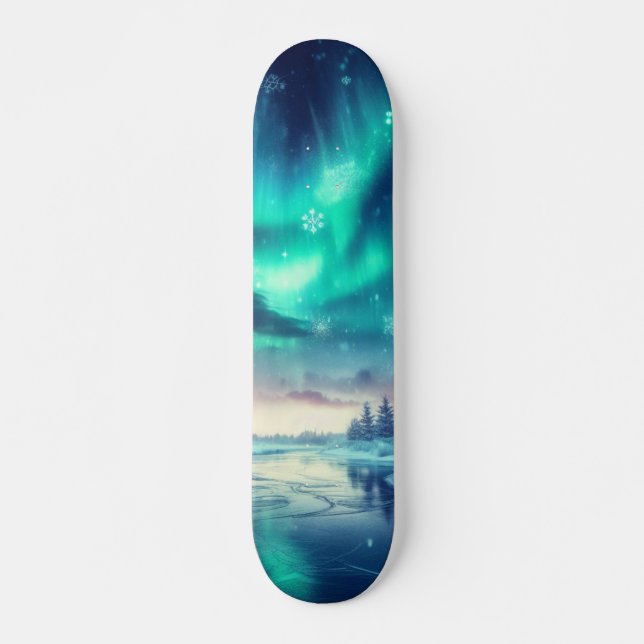 Skateboard aurora borealis/Noël/hiver (Devant)
