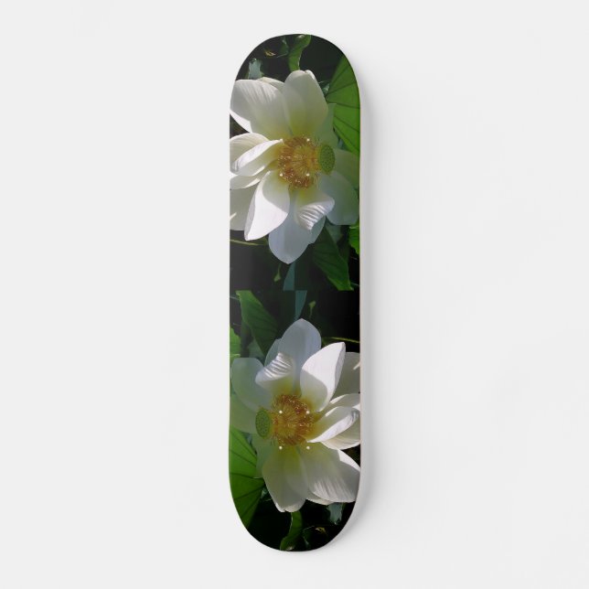Skateboard avec délicat blanc Lotus Flower (Recto)