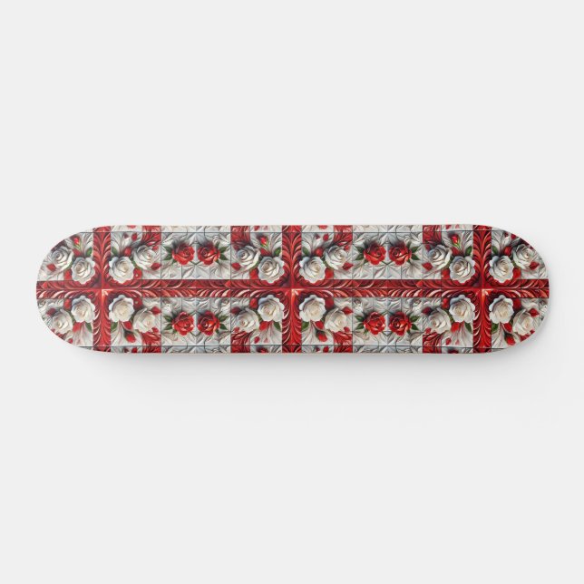 Skateboard avec design Rose anglais (Horz)