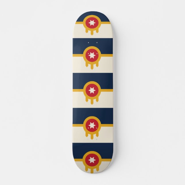 Skateboard avec drapeau de Tulsa, Oklahoma (Devant)