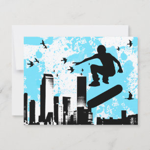 skateboard avec oiseaux : paysage urbain