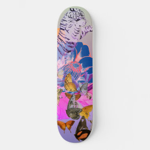 SKATEBOARD AVEC TIGRE JAPONAIS ET FLEURS
