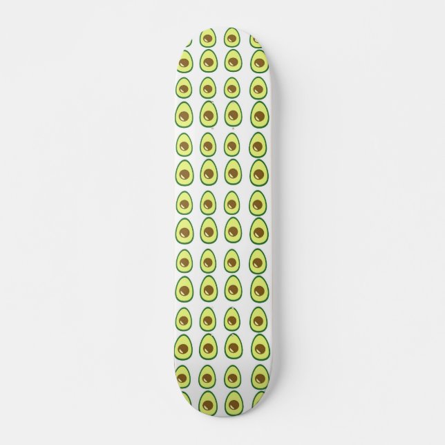 Skateboard Avocat vert tranché sur blanc (Devant)