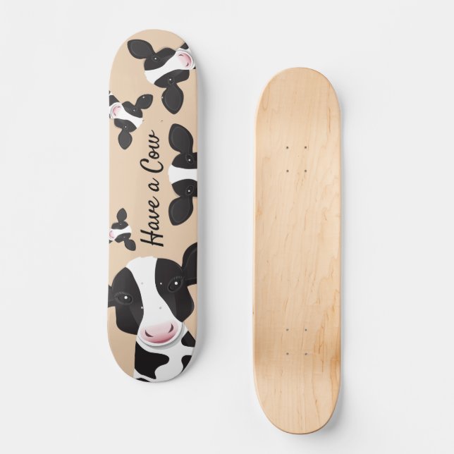 Skateboard Avoir une vache Tan Black White Animal Illustratio (Recto)