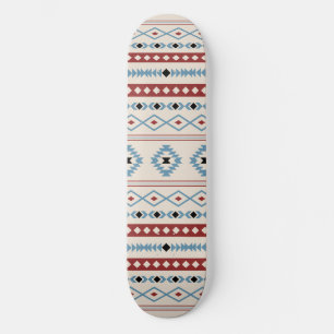 Skateboard Aztec Blue Red Black Cream Mixte Motifs Motif