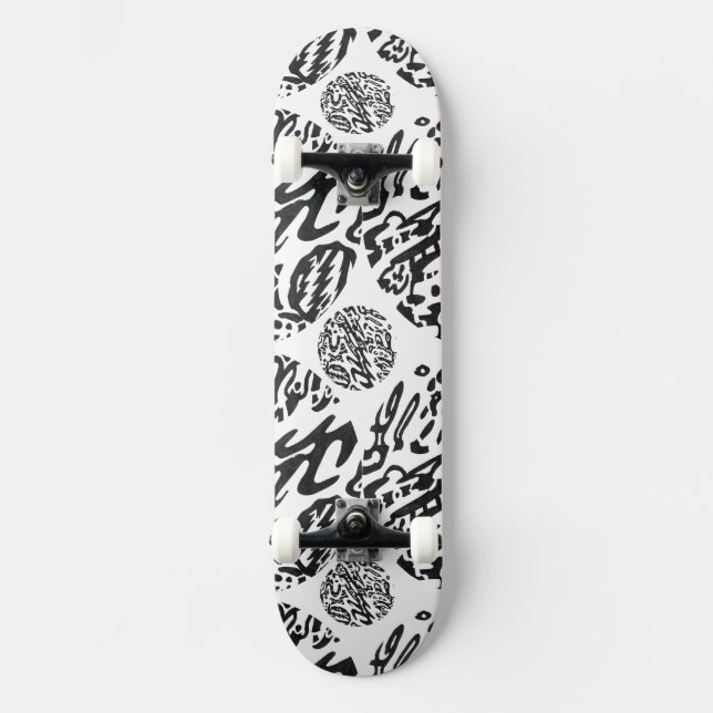 Skateboard B&W "Midnight" Abstrait (Recto)