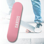 Skateboard Baby Pink Nom moderne | Classique tendance<br><div class="desc">Nom personnalisé moderne rose bébé | Classic Skateboard tendance.</div>
