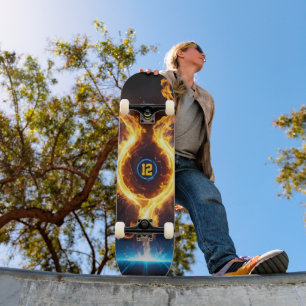 Skateboard Bague de sport en énergie magique de flamme orange