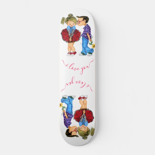 Skateboard Baiser - Romantique Couple - Amour - Saint Valenti (Recto)