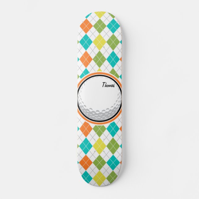 Skateboard Bal de golf ; Motif de Jacquard coloré (Recto)