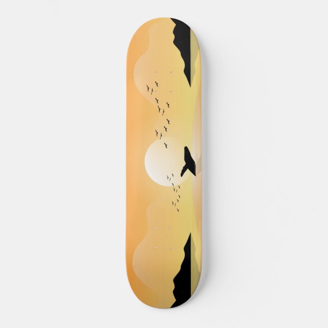Skateboard Baleine de mer coucher du soleil (Recto)