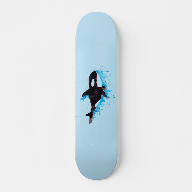 Skateboard Baleine noire et blanche tueuse (Devant)
