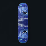 Skateboard Baleines tueuses en Pleine lune - Art Drawing Blue<br><div class="desc">Baleines tueuses en Pleine lune</div>