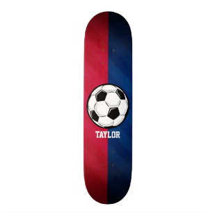 Skateboard Balle de football ; rouge, blanc et bleu