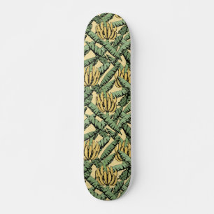 Skateboard Bananes jaunes tropicales et noir Feuille