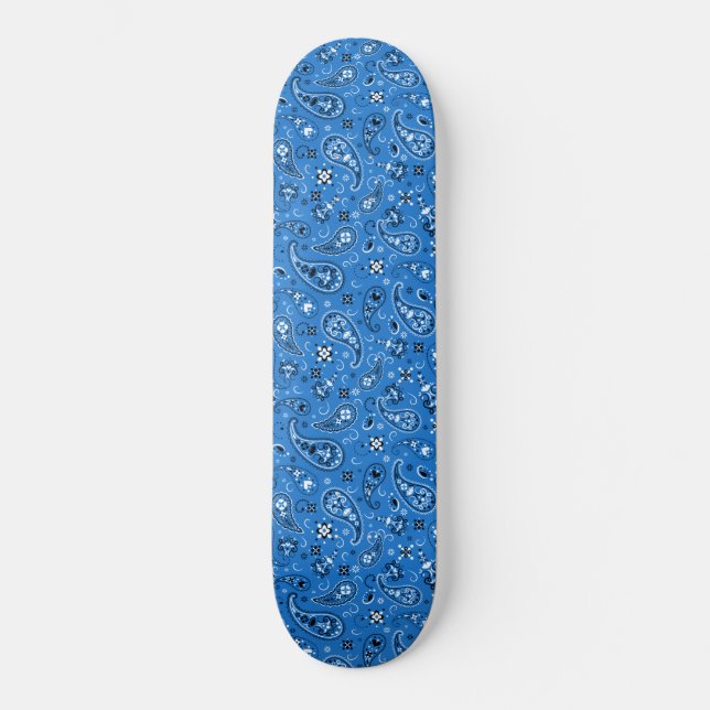 Skateboard Bandana bleu classique Paisley (Recto)
