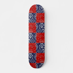 Skateboard Bandana bleu et rouge