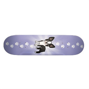 Skateboard Bande dessinée Boston Terrier