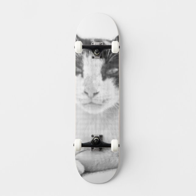 Skateboard Bande dessinée de chat calico en demi-teinte (Recto)