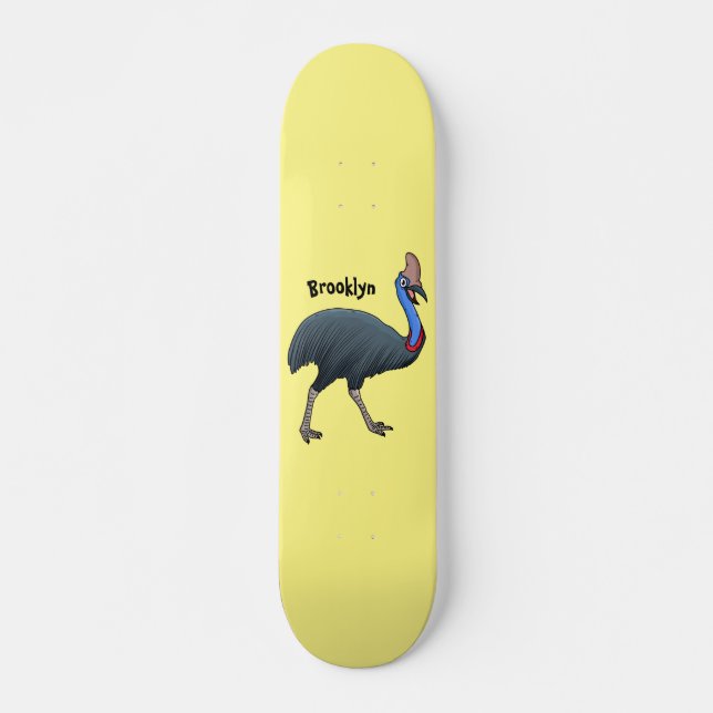 Skateboard Bande dessinée d'oiseau joyeux (Devant)