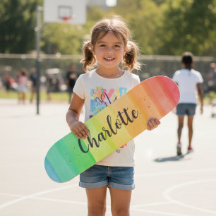 Skateboard Bandes Arc-en-Ciel Nom Personnalisé