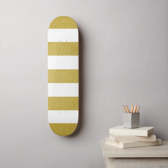 Skateboard Bandes d'or, Blancs, Motif rayé (Art mural)