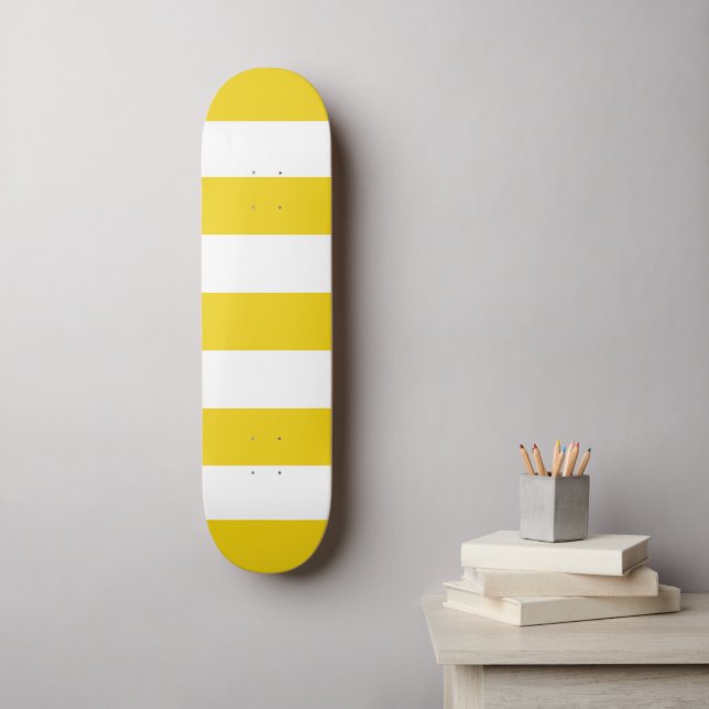 Skateboard Bandes Jaunes, Blancs, Motif rayé (Art mural)
