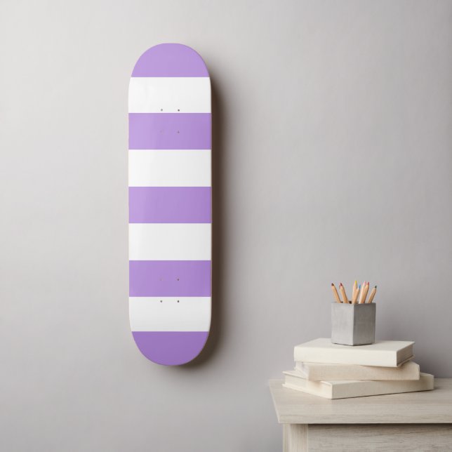 Skateboard Bandes pourpres, Blancs, Motif rayé (Art mural)