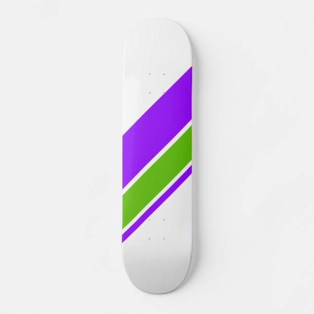 Skateboard Bandes sportives de course vert citron et violet s (Recto)