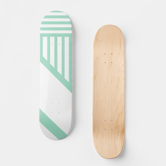 Skateboard Bandes triangulaires - Vert et blanc de menthe (Recto)