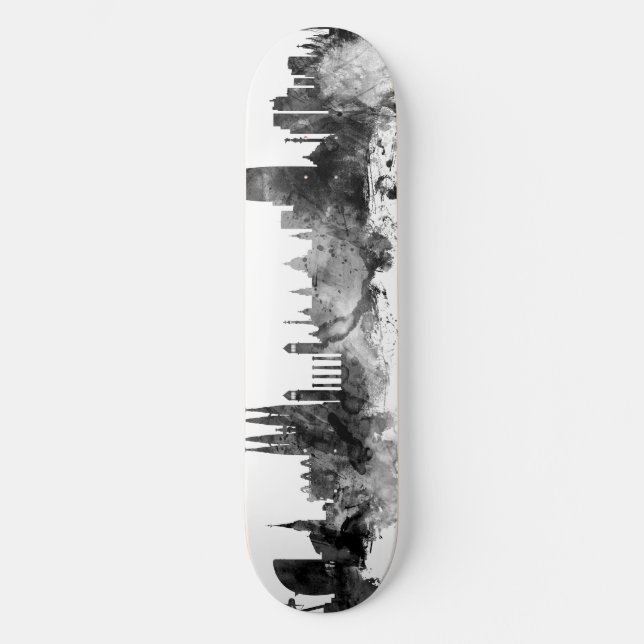 Skateboard Barcelone Espagne Skyline Noir Blanc (Recto)