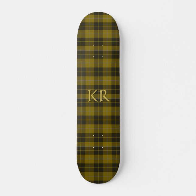 Skateboard Barclay Tartan with your initials, Scottish Plaid (Devant)
