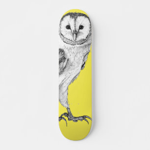 Skateboard Barn Owl - Dessin En Pen Noir Patinage