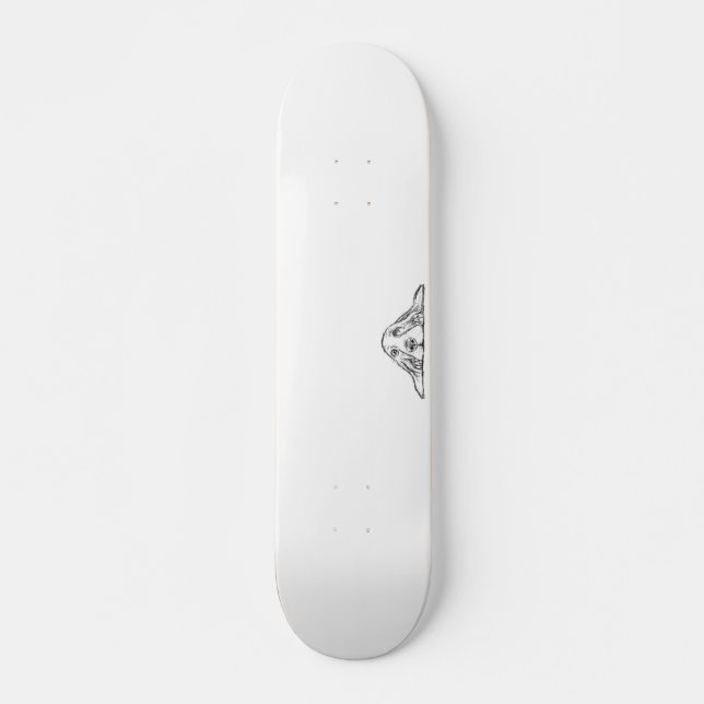 Skateboard basset hound noir blanc yeux de chiot simple (Devant)
