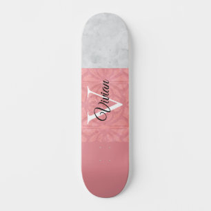 Skateboard Batik Rose Ruddy Et Aquarelle Gris Monogramme