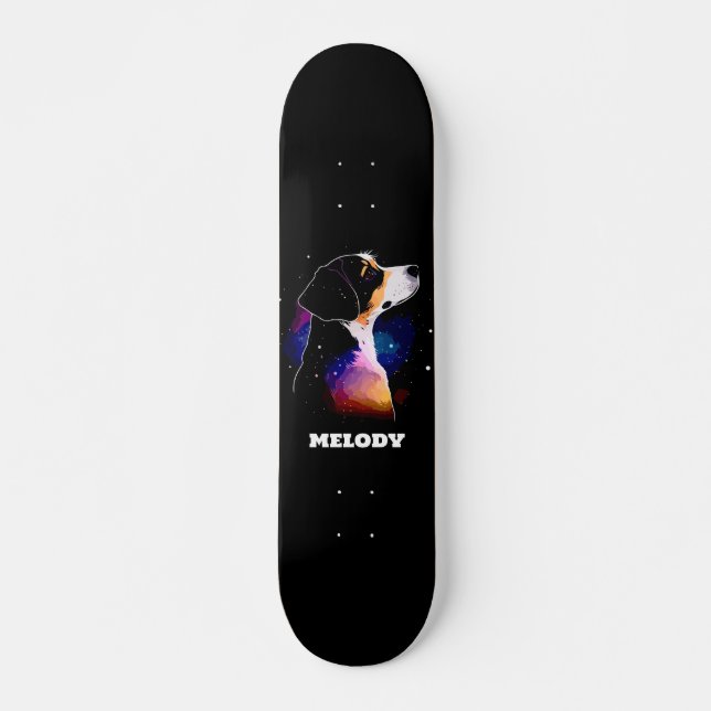 Skateboard Beagle En Galaxie Peinture Colorée Chien (Devant)