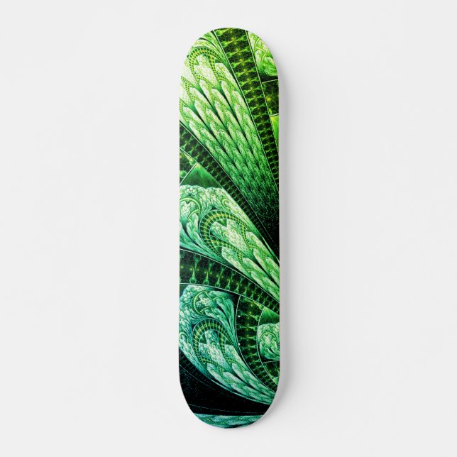 Skateboard Beau Art numérique de design Fractal Vert (Devant)