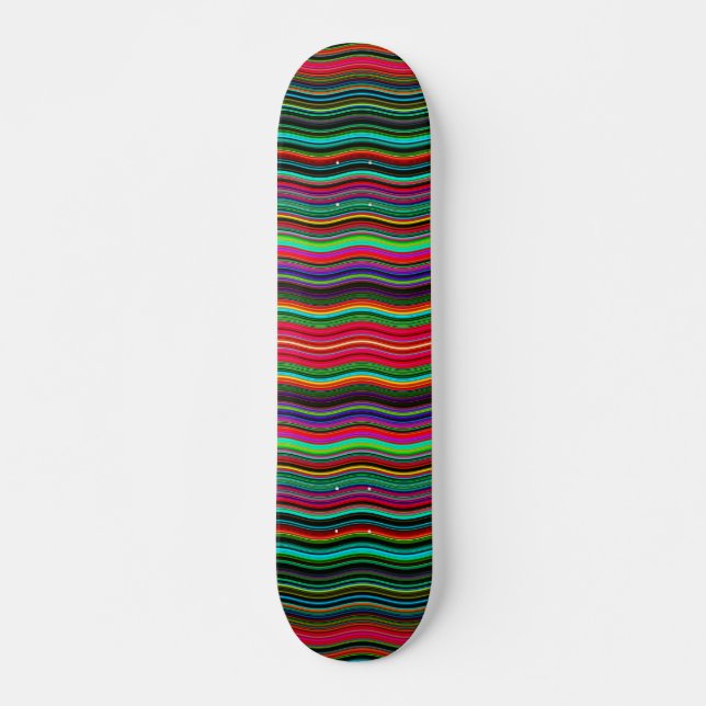 Skateboard Beau Motif coloré Wavy Stripe (Devant)