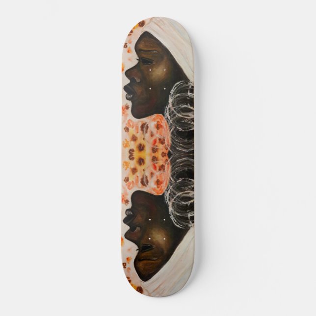 Skateboard Beauté africaine - Peinture aquarelle - (Recto)