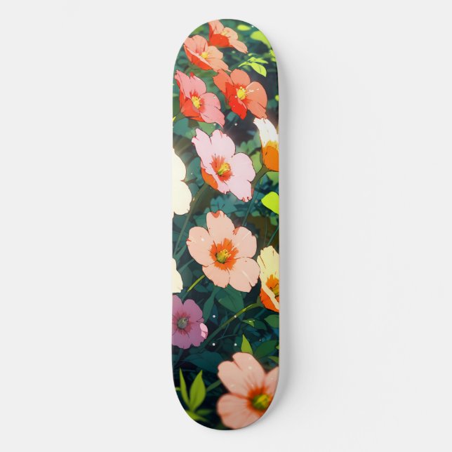 Skateboard Beautiful colorful anime flowers (Recto)