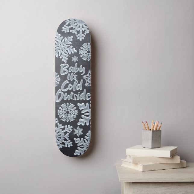 Skateboard Bébé Il fait froid dehors Frozen Black Chalkboard (Art mural)