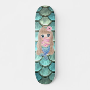 Skateboard Bébé Sirène Sur Des Écailles De Sirène
