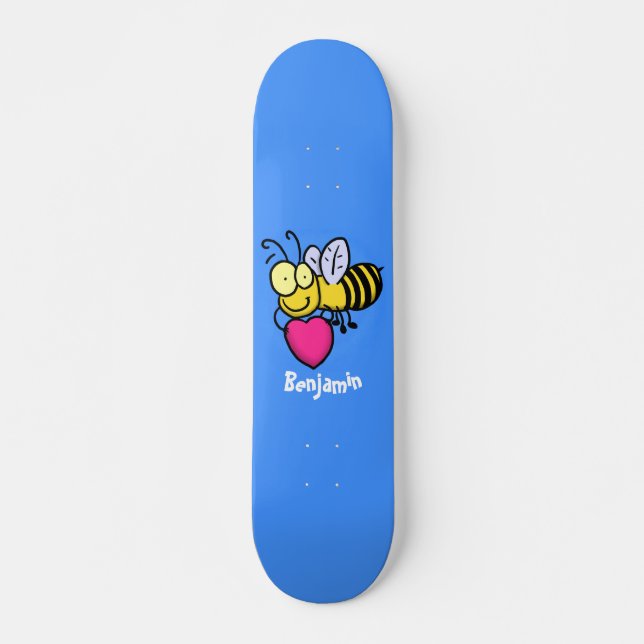 Skateboard Belle abeille drôle avec dessin animé du coeur (Devant)