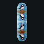 Skateboard Belle peinture d'oiseaux de Puffin de l'Atlantique<br><div class="desc">Beau Puffin Atlantique Peinture d'oiseaux Migned Art Aquarelle Clown Beak</div>