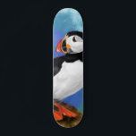 Skateboard Belle peinture d'oiseaux du Puffin de l'Atlantique<br><div class="desc">Beau Puffin Atlantique Peinture d'oiseaux Migned Art Aquarelle Clown Beak</div>