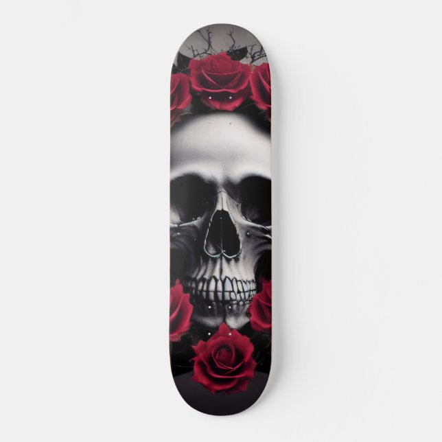 Skateboard Belle Rose foncée et gothique crâne Sigil (Recto)