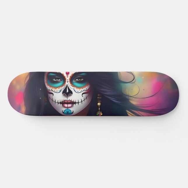 Skateboard Belle Skull Sugar Femme Patinage Deck (Horz)
