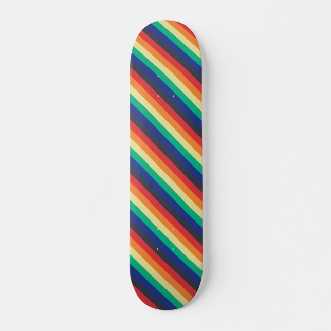 Skateboard Belles bandes diagonales colorées (Devant)