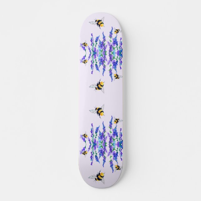 Skateboard Belles fleurs de printemps et vols d'abeilles - De (Devant)