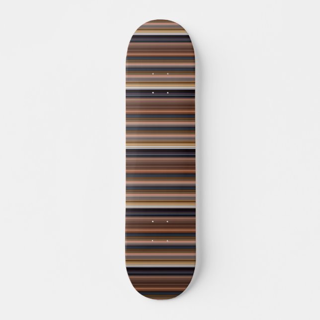 Skateboard Belles rayures bleues brunes (Devant)